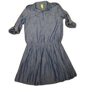 QMACK - GIRL'S BLUE SHIRT DRESS - SIZE L - NEW WITH TAGS